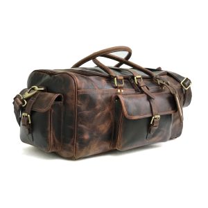personalized leather duffel bag for men women handmade buffalo