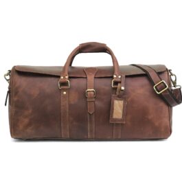 Vintage Brown Mens Leather Duffle Bag 24 inches