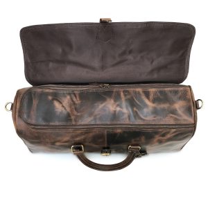 leather travel bag with shoe compartment