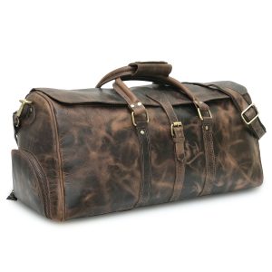 leather duffle bag with shoe compartment