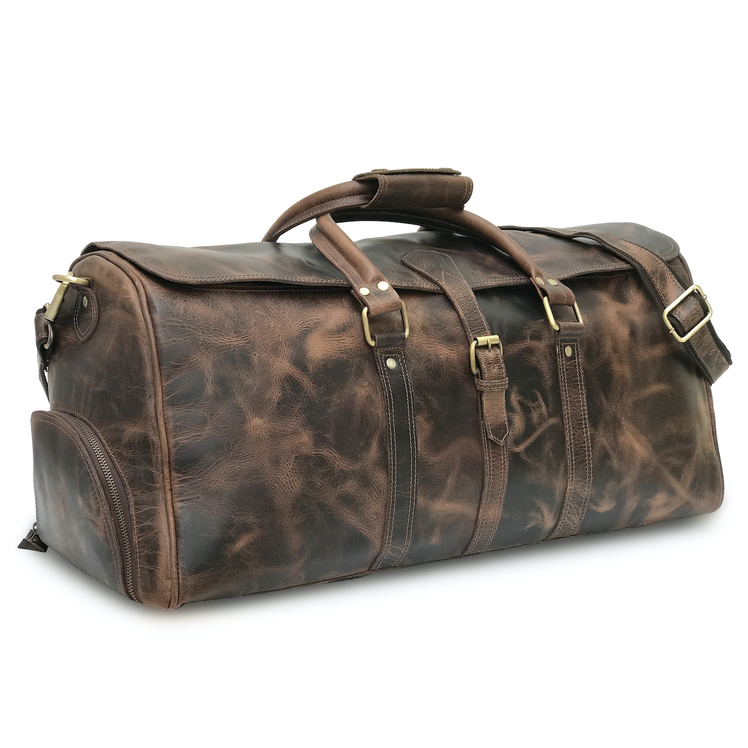 leather duffle bag with shoe compartment