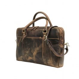 Vintage Brown Leather Laptop Bag