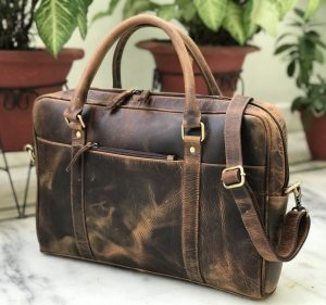 brown leather laptop bag