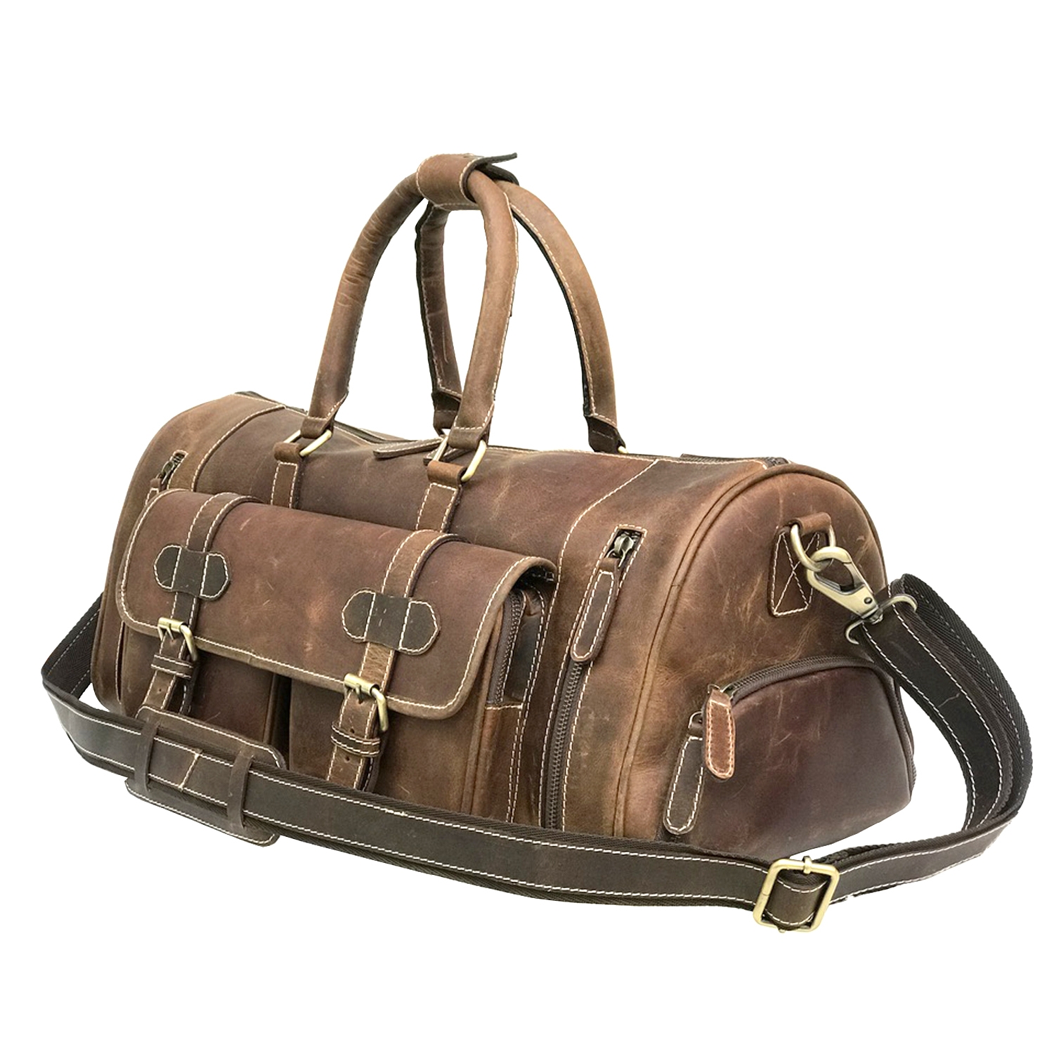 Hunter Brown Leather Weekender Bag With Shoes Compartment – Zakara ...