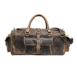 Light Brown 24 inch Leather Weekender Bag