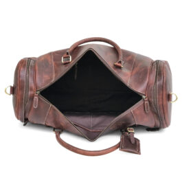 Full Grain Leather Overnight Bag With Large Front Pocket