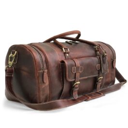 Full Grain Leather Overnight Bag With Large Front Pocket