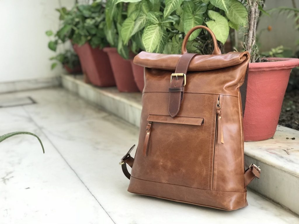 unisex leather backpack