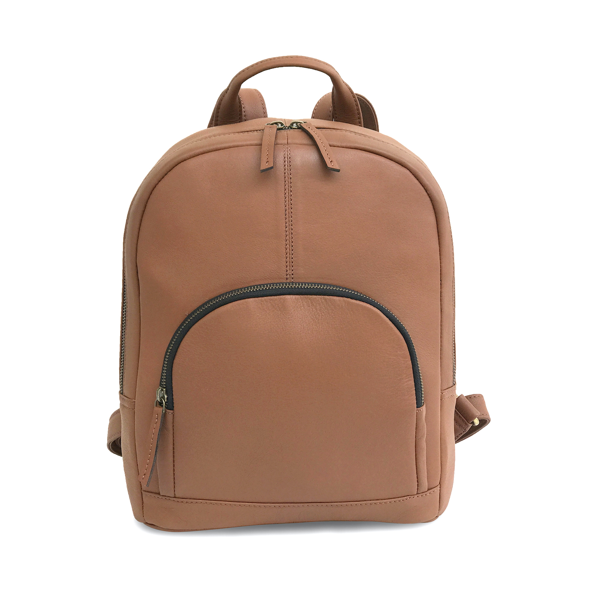 tan leather backpack
