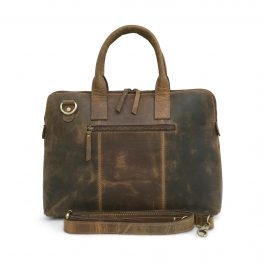 Distressed Brown Leather Laptop Sleeve Bag