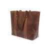handicraft leather tote bag