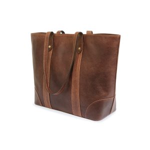 handicraft leather tote bag