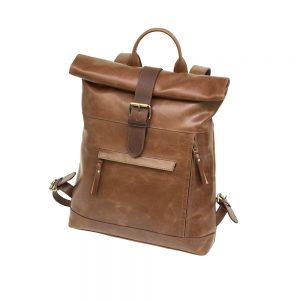 Zakara Leather Roll Top Backpack