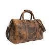brown leather duffle bag