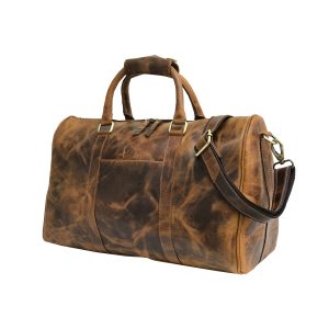 Genuine Dark Brown Leather Gym Bag