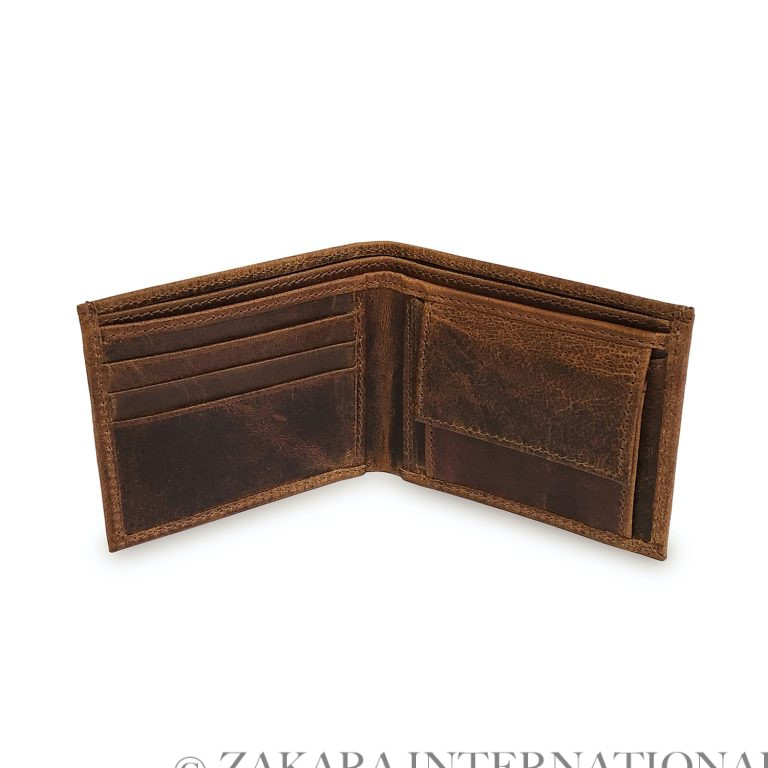Leather Wallet with Coin Pocket - leather wallets for men, snap coin pocket style