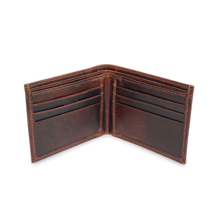 Dark Brown Bifold Wallet - leather wallets for men, distressed brown bifold
