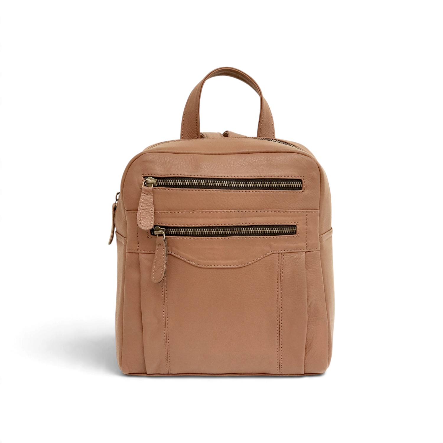 Tan Leather Backpack for Women view 2