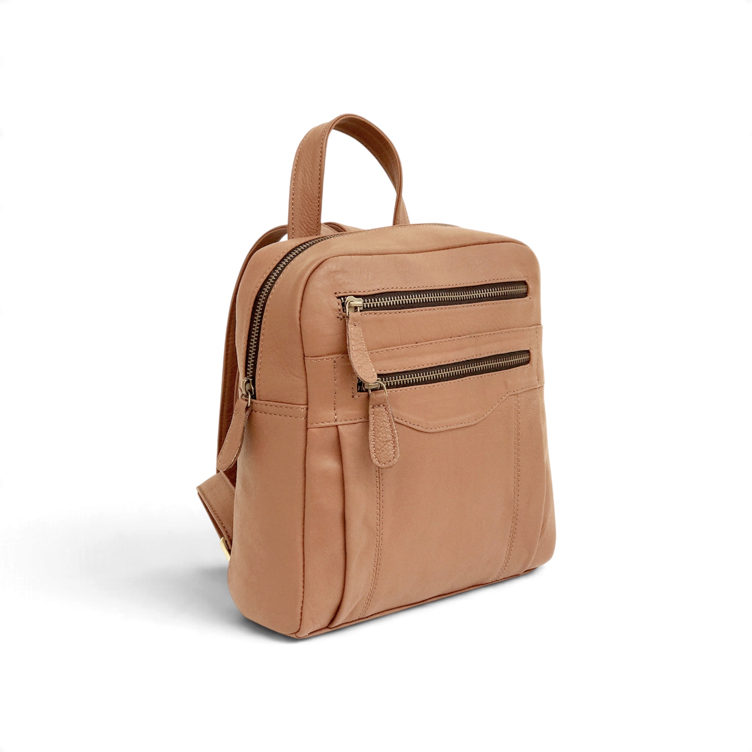 Tan Leather Backpack for Women view 3