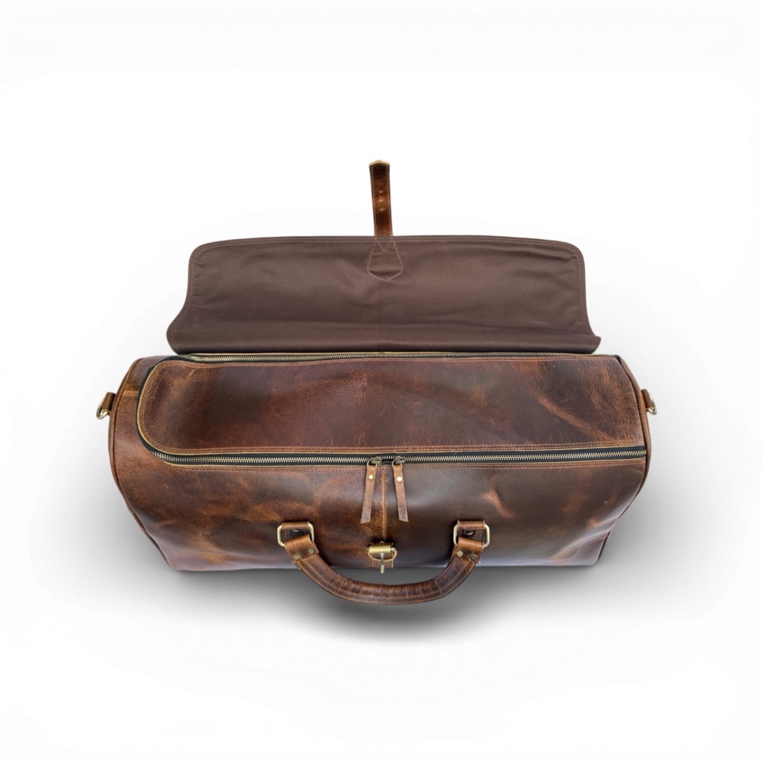 Medium Brown Mens Leather Duffle view 7