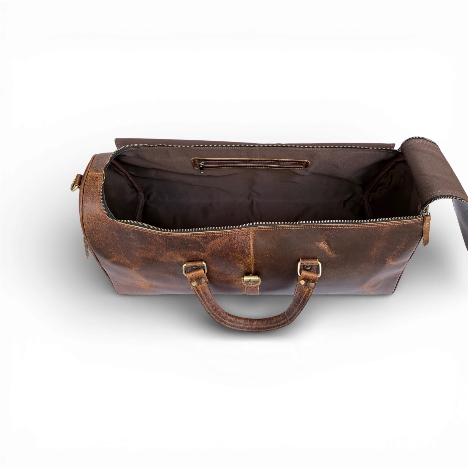 Medium Brown Mens Leather Duffle view 8